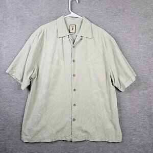Jamaica Jaxx Men's Light Blue Button Up Short Sleeve 100% Silk Shirt Size L